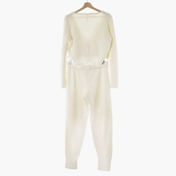 Anthropologie Daily Practice Ivory Fuzzy Teddy Bear Sweater Jogger Set Womens M - Picture 5 of 16